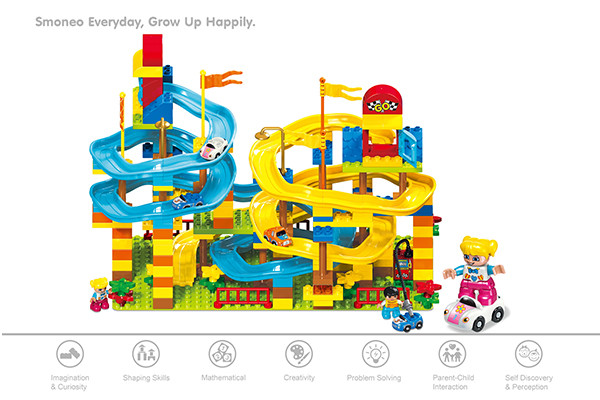 De racebaan volledig opgebouwd