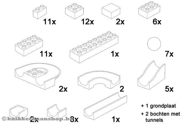 Inhoud van de 85 delige set.